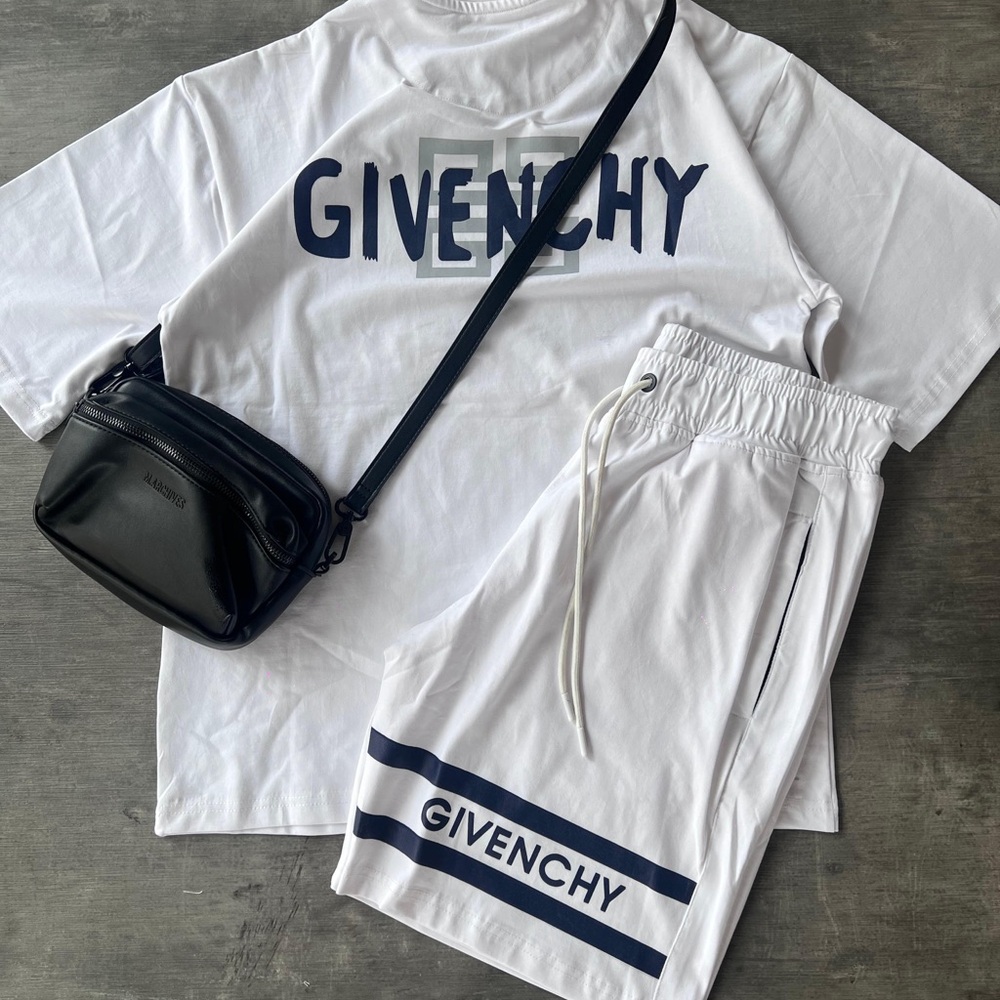 Givenchy White and Navy T-Shirt and Shorts Set